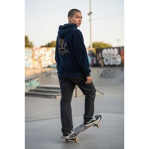 Vans Women's Floral Embroidered Fleece Hoodie Blue‎ Size M off the wall skater